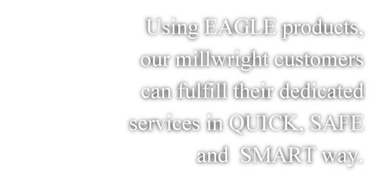 Using EAGLE products, our millwright customers can fulfill their dedicated services in QUICK, SAFE and  SMART way.